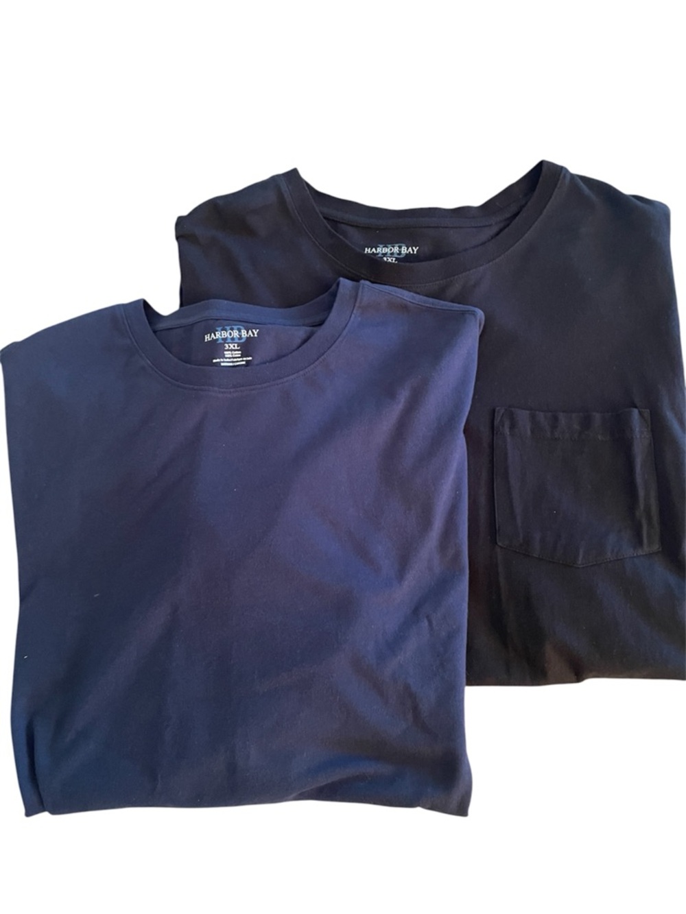 Two Men’s Harbor Bay Men's Tee Shirts Navy and Black 3XL